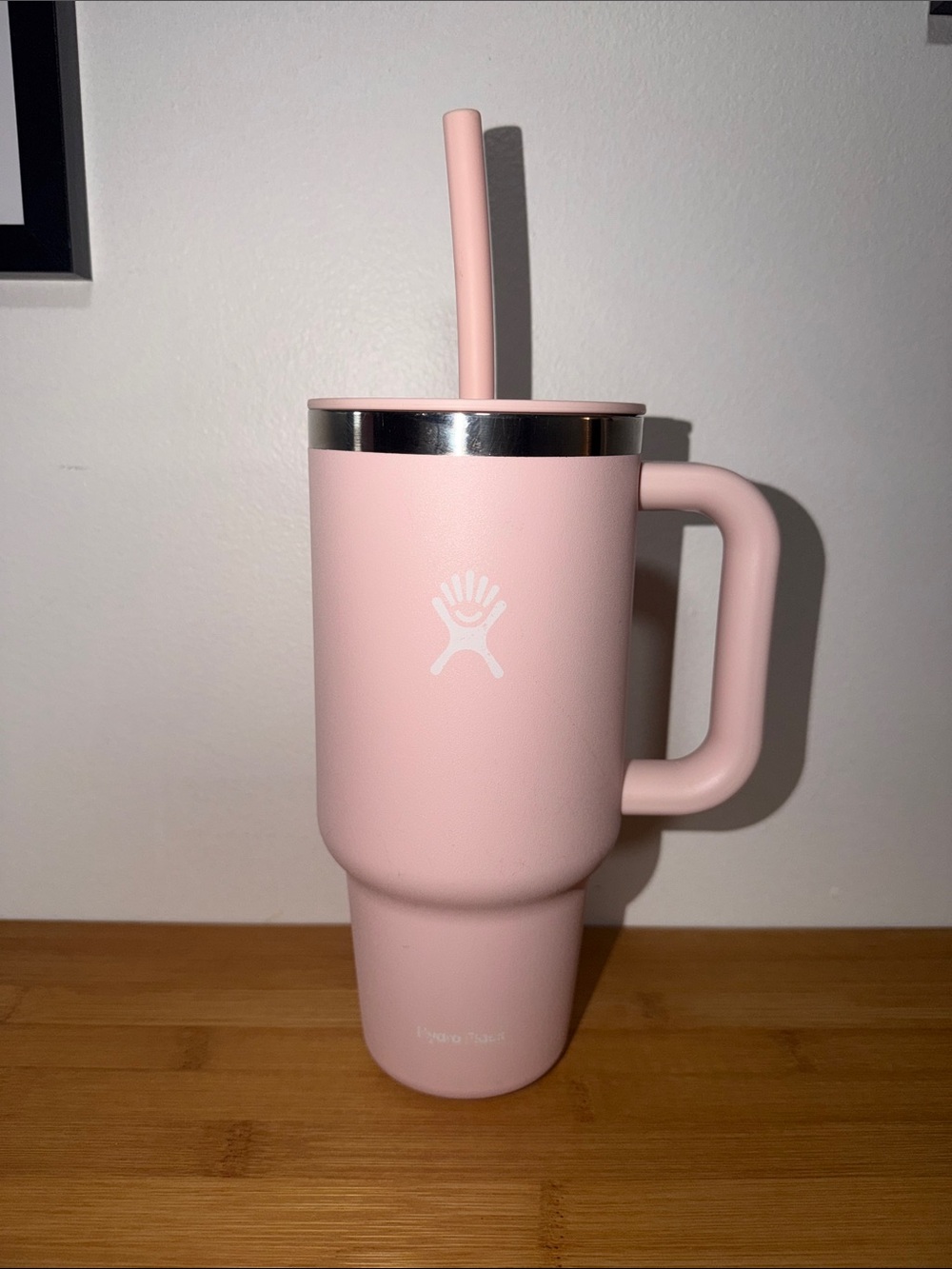 Hydro Flask Pink Travel Tumbler with Handle and Straw